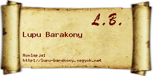 Lupu Barakony névjegykártya